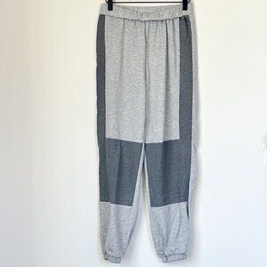 Grey Colorblock Two Tone Elastic Waist Jogger Sweatpants - Size: Medium